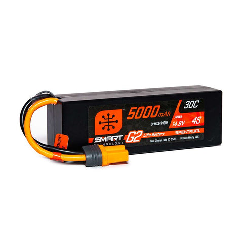 SPMX54S30H5 Spektrum 14.8V 5000mAh 4S 30C Smart G2 Hardcase LiPo Battery: IC5-LiPo Battery-Mike's Hobby