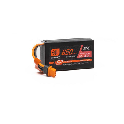SPMX652SH2 7.4V 650mAh 2S Smart G2 Hardcase 30C LiPo: IC2-LiPo Battery-Mike's Hobby