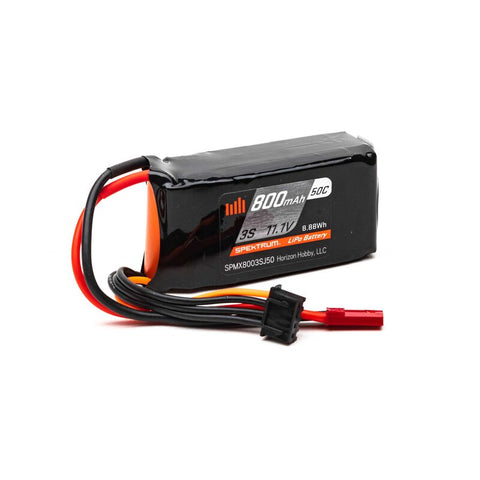 SPMX8003SJ50 Spektrum 3S 11.1V 800mAh 50C Li-Po; JST-RCY-LiPo Battery-Mike's Hobby