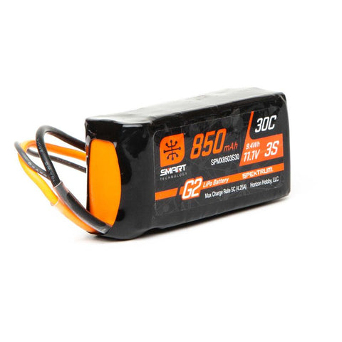 SPMX8503S30 Spektrum 11.1V 850mAh 3S 30C Smart G2 LiPo Battery: IC2-LiPo Battery-Mike's Hobby