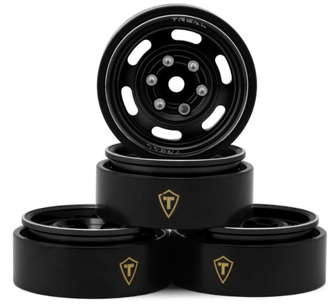 TLHTSCX24-196 Treal Hobby Type E 1.0" 6-Slot Beadlock Wheels (Black) (4) (21.9g)-WHEELS AND TIRES-Mike's Hobby