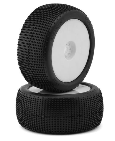 TZO-TZT402SS-W TZO Tires 402 1/8 Truggy Pre-Glued Tire Set (White) (2) (Super Soft)-WHEELS AND TIRES-Mike's Hobby