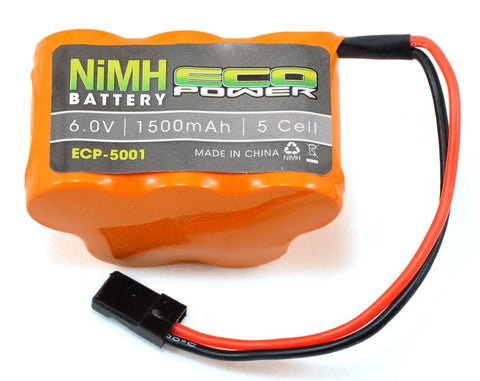ECP-5001 EcoPower 5-Cell NiMH Hump Receiver Pack w/Rx Connector (6.0V/1500mAh)-Hobby Battery-non lipo-Mike's Hobby