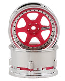 DSC-DE-224 DS Racing Drift Element 6 Spoke Drift Wheels (Pink Face/Chrome Lip/Black Rivets) (Adjustable Offset) w/12mm Hex-WHEELS AND TIRES-Mike's Hobby