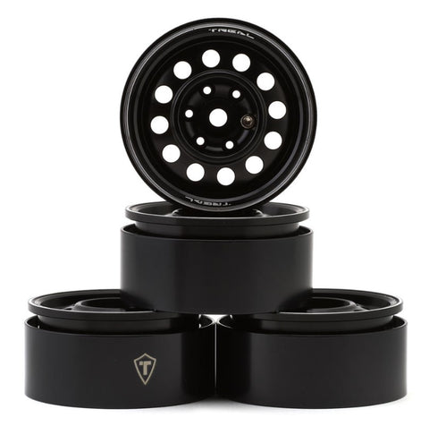 TLHTWHEEL-97 Treal Hobby Type I 1.9" Vintage 12-Hole Beadlock Wheels (Black) (4)-WHEELS AND TIRES-Mike's Hobby