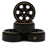TLHTSCX24-111 Treal Hobby Type B 1.0" 6-Spoke Brass Beadlock Wheels (Black) (4) (38.7g)-WHEELS AND TIRES-Mike's Hobby
