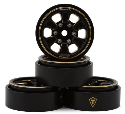TLHTSCX24-111 Treal Hobby Type B 1.0" 6-Spoke Brass Beadlock Wheels (Black) (4) (38.7g)-WHEELS AND TIRES-Mike's Hobby