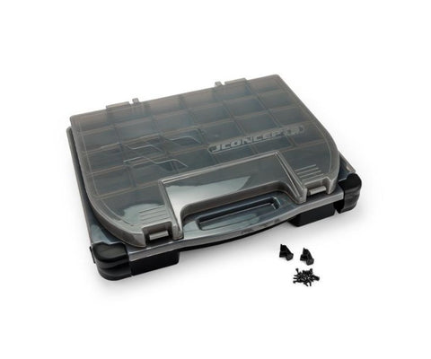 JCO5130-28 JConcepts Tool Box w/Upper Storage (Black/Smoke Gray) (14.5"x11"x2.375")-Tools-Mike's Hobby