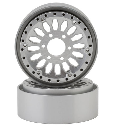 SEHREEFS204 Reefs RC SHIELD 1.9" Beadlock Wheels w/Reef Hubs & Rings (Silver) (2)-WHEELS AND TIRES-Mike's Hobby