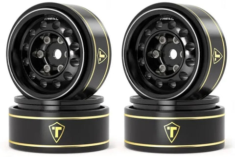 TLHTSCX24-251 Treal Hobby Type K 1.0" 12-Hole Beadlock Classic Vintage Wagon Wheels (Black) (4) (28.9g)-WHEELS AND TIRES-Mike's Hobby