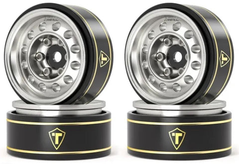 TLHTSCX24-254 Treal Hobby Type K 1.0" 12-Hole Beadlock Classic Vintage Wagon Wheels (Silver) (4) (28.9g)-WHEELS AND TIRES-Mike's Hobby