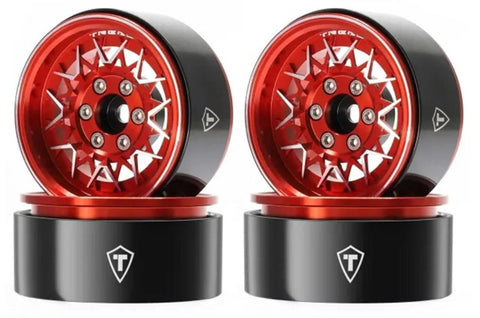 TLHTWHEEL-172 Treal Hobby Type V 1.9" V-Spoke Beadlock Wheels (Red) (4)-WHEELS AND TIRES-Mike's Hobby