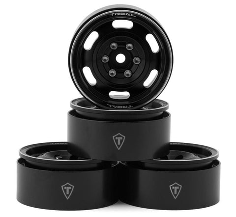 TLHTWHEEL-53 Treal Hobby Type G 1.9" Vintage Wagon Beadlock Wheels (Black) (4) (129.5g)-WHEELS AND TIRES-Mike's Hobby