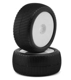 TZO-TZT402S-W TZO Tires 402 1/8 Truggy Pre-Glued Tire Set (White) (2) (Soft)-WHEELS AND TIRES-Mike's Hobby