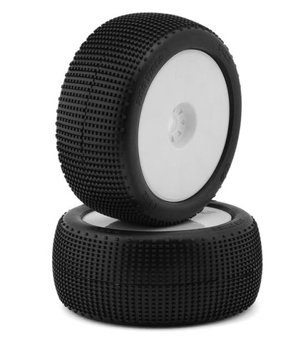 TZO-TZT402S-W TZO Tires 402 1/8 Truggy Pre-Glued Tire Set (White) (2) (Soft)-WHEELS AND TIRES-Mike's Hobby