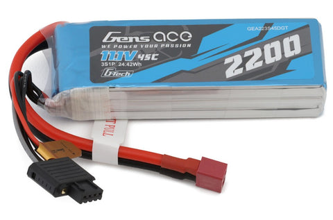 GEA223S45DGT Gens Ace G-Tech Smart 3S LiPo Battery 45C (11.1V/2200mAh) w/Deans Connector-LiPo Battery-Mike's Hobby