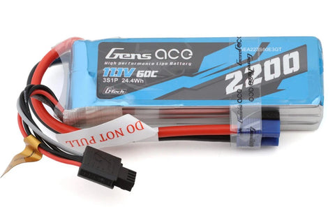 GEA223S60E3GT Gens Ace G-Tech Smart 3S LiPo Battery 60C (11.1V/2200mAh) w/EC3 Connector-LiPo Battery-Mike's Hobby