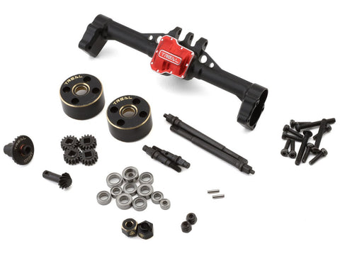 TLHTTRX-4M-89 Treal Hobby Aluminum Complete Rear Portal Axle for Traxxas TRX-4M w/Brass Covers (Black)-PARTS-Mike's Hobby