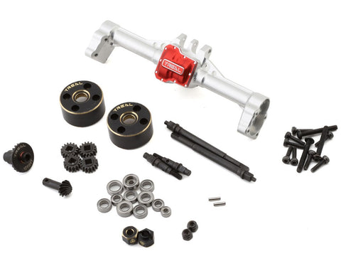 TLHTTRX-4M-90 Treal Hobby Aluminum Complete Rear Portal Axle for Traxxas TRX-4M w/Brass Covers (Silver)-PARTS-Mike's Hobby