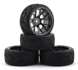 FBR1WHEHYP527 Firebrand RC Hypernova RT9 Pre-Mounted On-Road Tires (4) (Gun Metal) w/FireFang Tires, 12mm Hex & 9mm Offset-WHEELS AND TIRES-Mike's Hobby