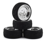 FBR1WHERET690 Firebrand RC Retrodrag RT3 Pre-Mounted On-Road Tires (4) (Chrome) w/Fang Tires, 12mm Hex & 3mm Offset-WHEELS AND TIRES-Mike's Hobby