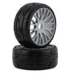 GRPGTK03-XM5 GRP Tires GT - TO3 Revo Belted Pre-Mounted 1/8 Buggy Tires (Silver) (2) (XM5) w/FLEX Wheel-WHEELS AND TIRES-Mike's Hobby