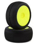 PMT1020-SLW-Y Pro-Motion Raptor 1/8 Truggy Pre-Mount Tires (Yellow) (2) (Soft - Long Wear)-WHEELS AND TIRES-Mike's Hobby