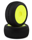 PMT1020-SLW-Y Pro-Motion Raptor 1/8 Truggy Pre-Mount Tires (Yellow) (2) (Soft - Long Wear)-WHEELS AND TIRES-Mike's Hobby