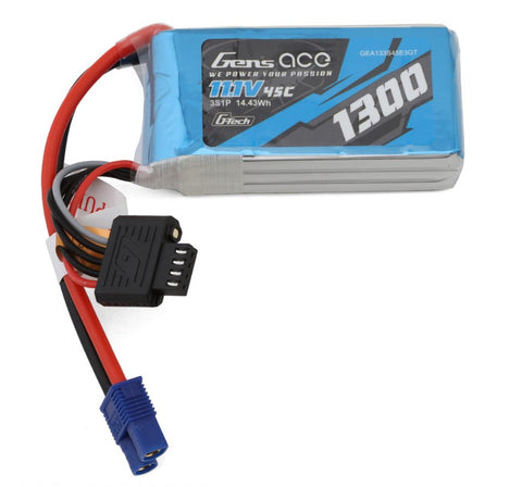 GEA133S45E3GT Gens Ace G-Tech Smart 3S LiPo Battery 45C (11.1V/1300mAh) w/EC3 Connector-LiPo Battery-Mike's Hobby