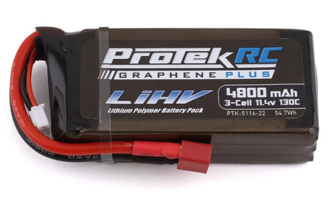 PTK-5116-22 ProTek RC 3S 130C Low IR Si-Graphene + HV Shorty LiPo Battery (11.4V/4800mAh) Crawler Pack w/T-Style Plug-LiPo Battery-Mike's Hobby