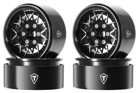 TLHTWHEEL-167 Treal Hobby Type V 1.9" V-Spoke Beadlock Wheels (Black) (4)-WHEELS AND TIRES-Mike's Hobby