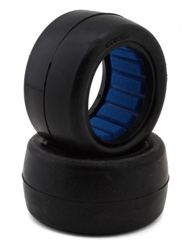 HR-003-2111 HotRace 1/10 2.2" Slick 2WD/4WD Rear Tires w/Inserts (2) (White)-WHEELS AND TIRES-Mike's Hobby