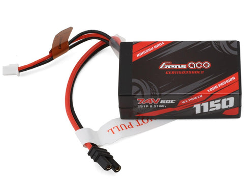 GEA11502S60E2 Gens Ace 2S 60C Hardcase LiPo Battery Pack (7.4V/1150mAh) w/iEC2 Connector-LiPo Battery-Mike's Hobby