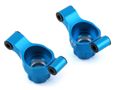 YEA-TT02-007-2BU Yeah Racing Tamiya TT-02 Aluminum Rear Hubs (Blue) (2) (2° Toe-In)-PARTS-Mike's Hobby