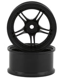 RCA-ART-WW-0506BK RC Art SSR Professor SPX 5-Split Spoke Drift Wheels (Black) (2) (6mm Offset) w/12mm Hex-WHEELS AND TIRES-Mike's Hobby