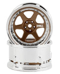 DSC-DE-221 DS Racing Drift Element 6 Spoke Drift Wheels (Bronze & Chrome) (2) (Adjustable Offset) w/12mm Hex-WHEELS AND TIRES-Mike's Hobby