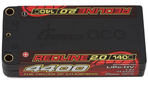 GEA44002S14S5 Gens Ace Redline 2.0 2S Shory LiHV Battery 140C (7.6V/4400mAh) w/5mm Bullets-LiPo Battery-Mike's Hobby