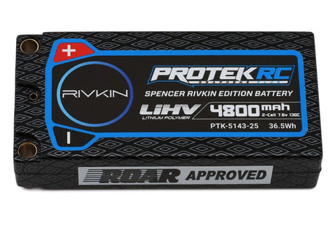 PTK-5143-25 ProTek RC Spencer Rivkin 2S 130C Low IR Si-Graphene + HV ULCG Shorty LiPo Battery (7.6V/4800mAh) w/5mm Connectors (ROAR Approved)-LiPo Battery-Mike's Hobby