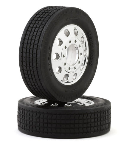 RER24112 Redcat Custom Hauler Front Pre-Mounted Tires (Chrome) (2)-WHEELS AND TIRES-Mike's Hobby