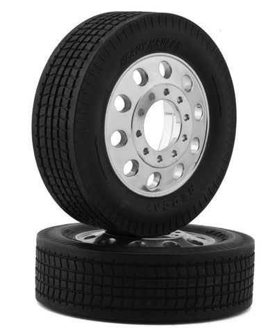 RER25700 Redcat Custom Hauler Rear Pre-Mounted Tires (Chrome) (2)-WHEELS AND TIRES-Mike's Hobby