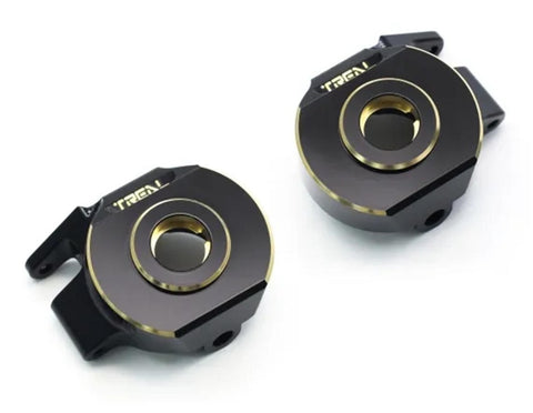 TLHTSCX10_PRO-15 Treal Hobby Axial SCX10 Pro Brass Steering Knuckles (Black) (2) (96.8g)-PARTS-Mike's Hobby