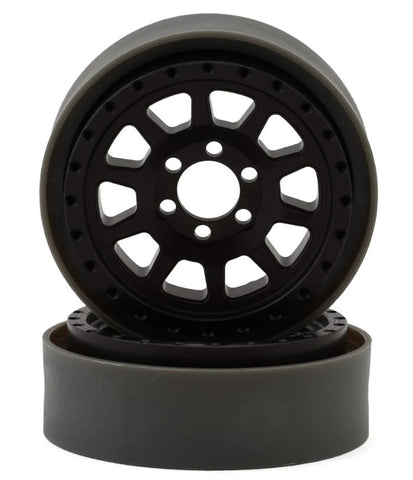 VPS08150 Vanquish Products Battle Born Wheels Sierra 2.2 Beadlock Crawler Wheels (Black) (2)-WHEELS AND TIRES-Mike's Hobby