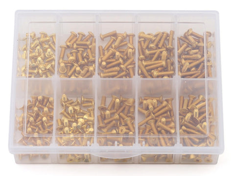 SAMSS-2002G Samix Stainless Steel M3 Screw Set w/Storage Box (Gold) (350) (Flat Head/Button Head)