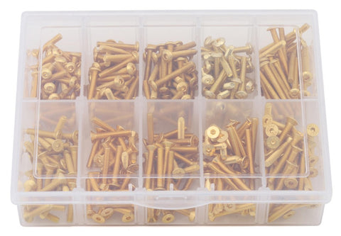 SAMSS-2004G Samix Long Stainless Steel M3 Screw Set w/Plastic Box (Gold) (300) (Flat Head/Button Head)