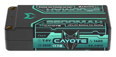 CYE652S145 Cayote 2S 145C LCG Shorty LiHV Battery (7.6V/6500mAh) w/5mm Bullets-LiPo Battery-Mike's Hobby