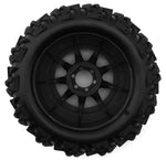 UPG-10013 UpGrade RC Dirt Claw 2.2" Pre-Mounted BELTED Tires for Traxxas® Mini Maxx® & Mini XRT® (2) w/12mm Narrow, 12mm Wide, & 14mm Hexes-WHEELS AND TIRES-Mike's Hobby