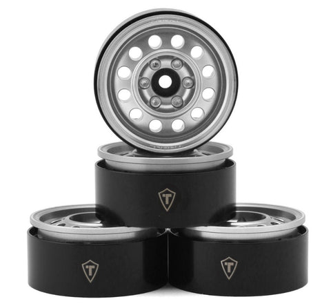 TLHTWHEEL-99 Treal Hobby Type I 1.9" Vintage 12-Hole Beadlock Wheels (Silver) (4)-WHEELS AND TIRES-Mike's Hobby