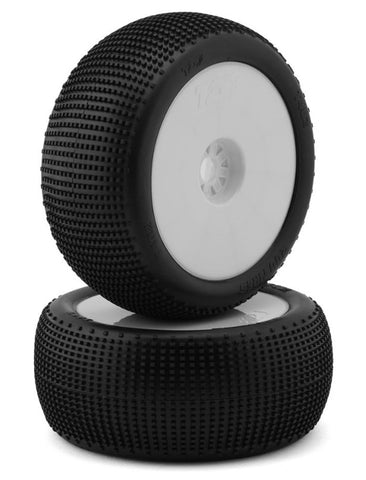 TZO-TZT402M-W TZO Tires 402 1/8 Truggy Pre-Glued Tire Set (White) (2) (Medium)-WHEELS AND TIRES-Mike's Hobby