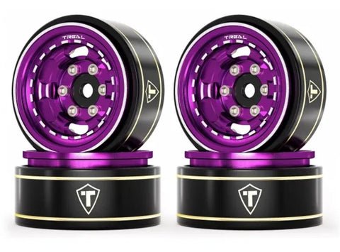 TLHTSCX24-263 Treal Hobby Type H 1.0" Aluminum 6-Slot Beadlock Wheels (Purple) (4) (28.4g)-WHEELS AND TIRES-Mike's Hobby
