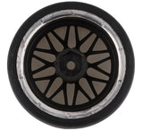 YEA-WL-0099 Yeah Racing Spec D Pre-Mounted Drift Tires w/LS Mesh Wheels (Chrome/Gold) (4) w/12mm Hex & 6mm Offset-WHEELS AND TIRES-Mike's Hobby
